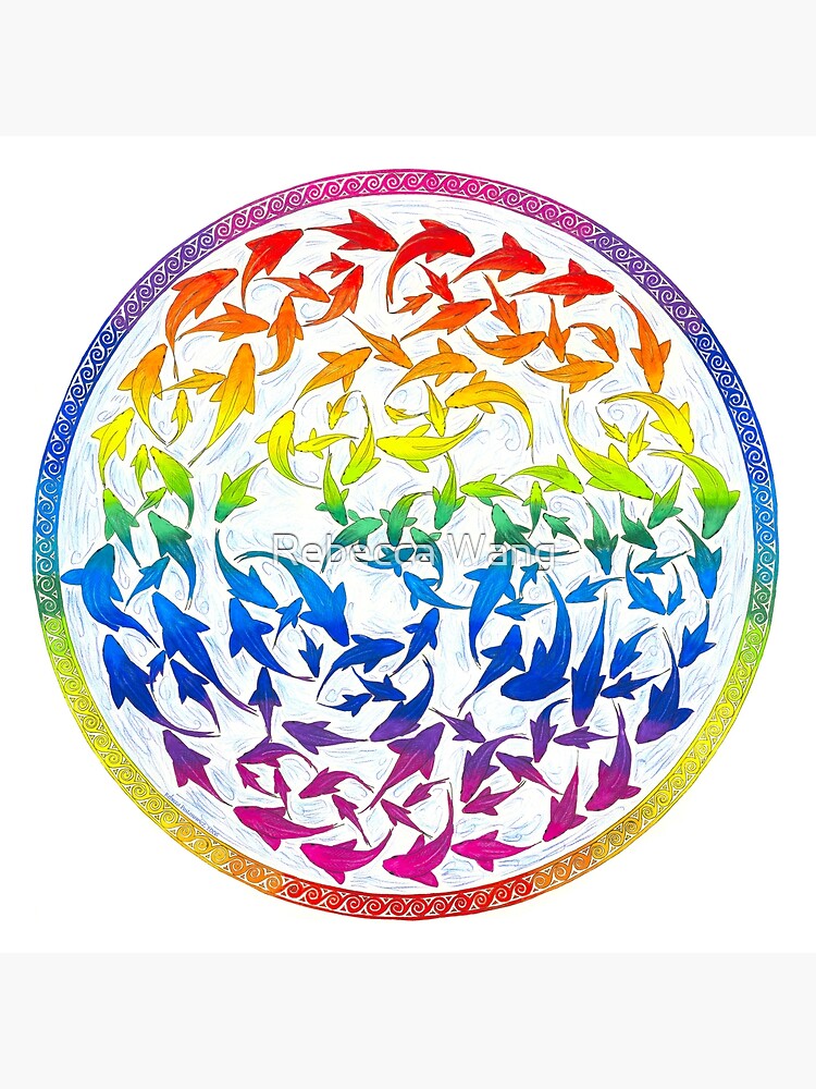 Harmony Rainbow Fish Psychedelic Mandala by lioncrusher