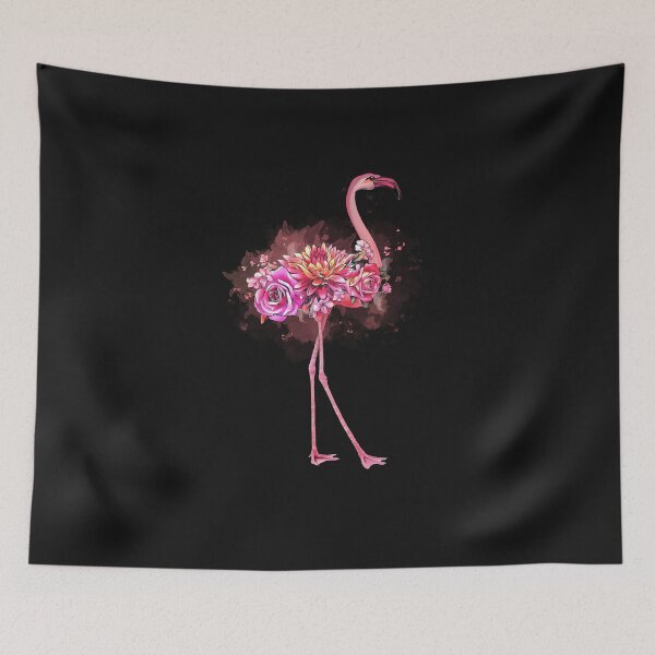 Item preview, Flamingo and Pink flowers watercolor designed and sold by Collagedream.