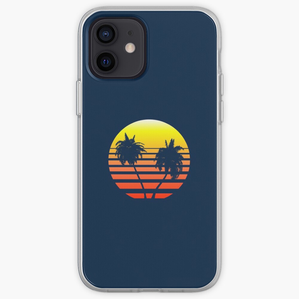 Synthwave Sunset (with palm trees) iPhone Case