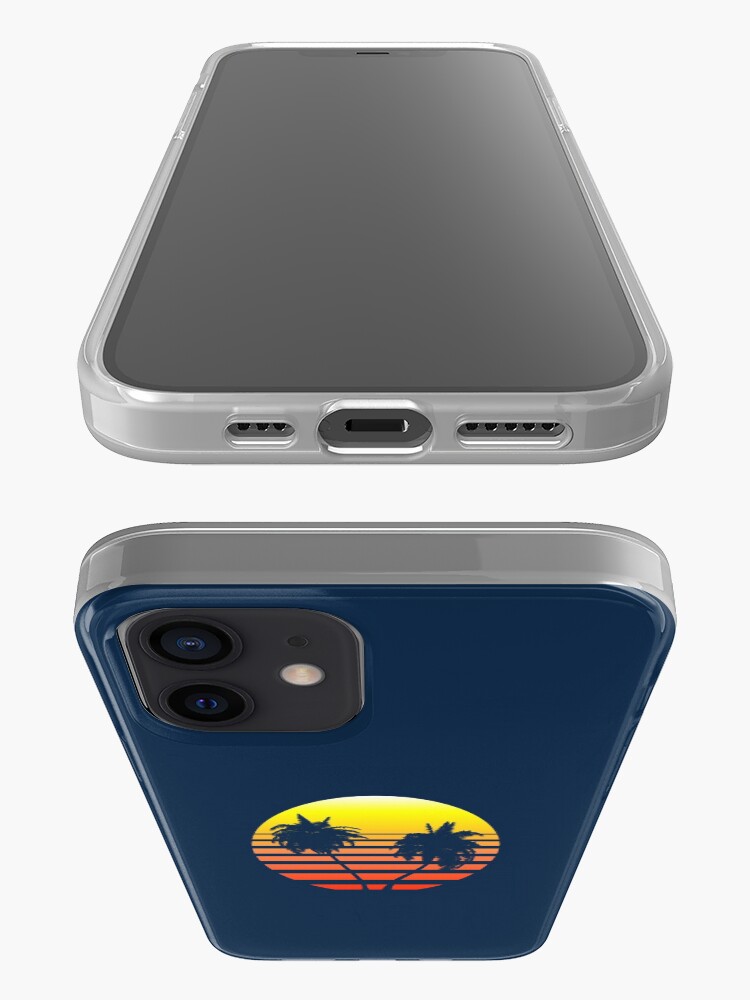 Alternate view of Synthwave Sunset (with palm trees) iPhone Case