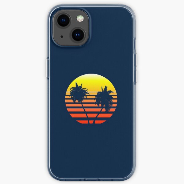 Synthwave Sunset (with palm trees) iPhone Soft Case