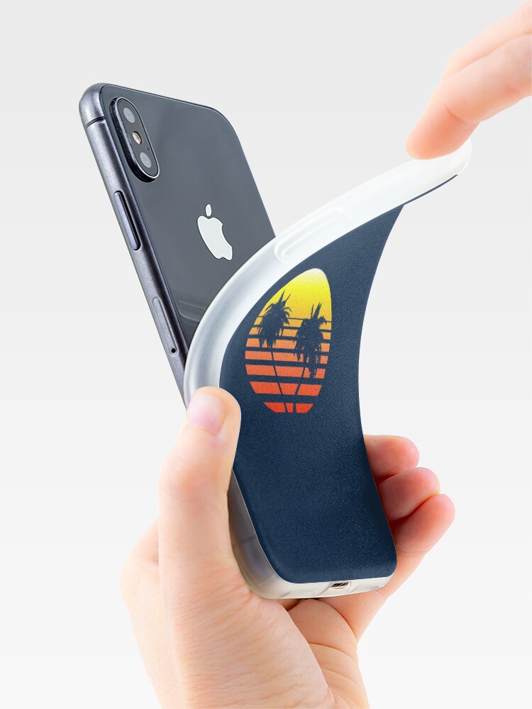 Alternate view of Synthwave Sunset (with palm trees) iPhone Case