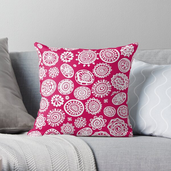Fancy Dot Extravaganza White and Cherry Red Throw Pillow