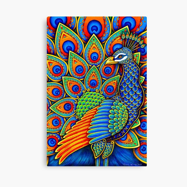 Colorful Paisley Peacock Rainbow Bird Canvas Print