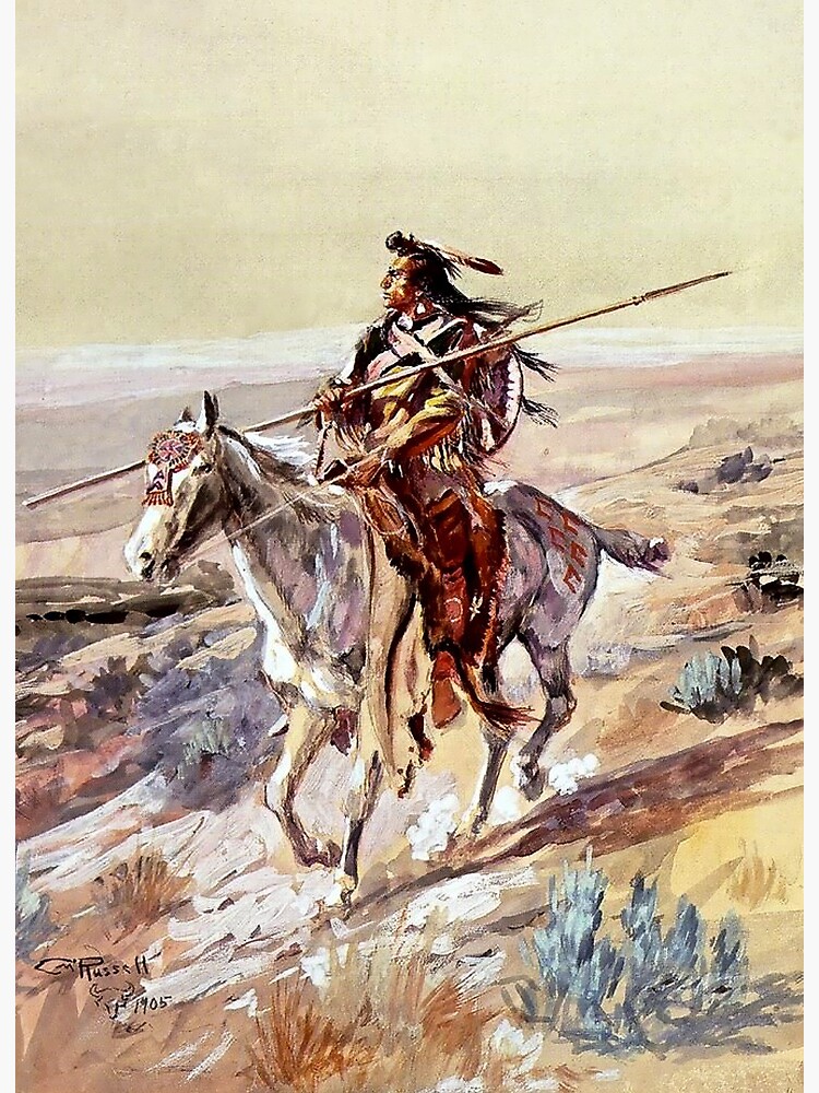 Indian with a Spear by Charles M Russell Native Man Horse West 8x10 Print 1281 