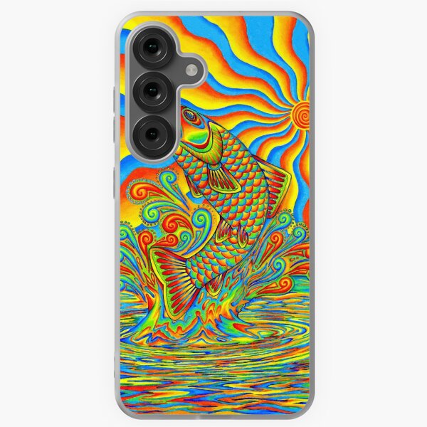 Vista previa del artículo con la obra «Pescado psicodélico de trucha arco iris Trippy», diseñado y vendido por Rebecca Wang.