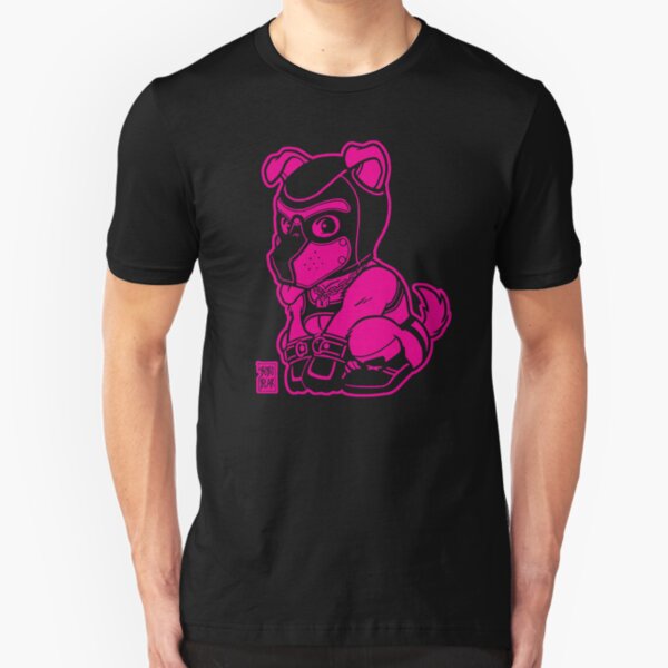 PLAYFUL PUPPY - PINK LINEART - BEARZOO SERIES Slim Fit T-Shirt