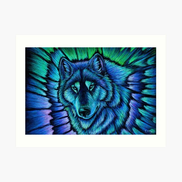 Magical Sky Mysitcal Wolf Friendly Husky Spiritual Tribal Hooded Blanket Pastel Print Baby Blue Husky Colorful Throw