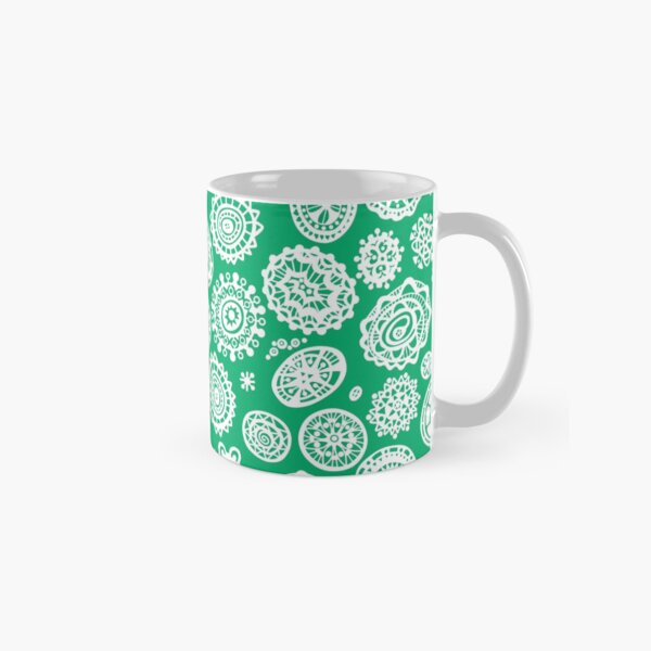 Fancy Dot Extravaganza White and Grassy Green Classic Mug