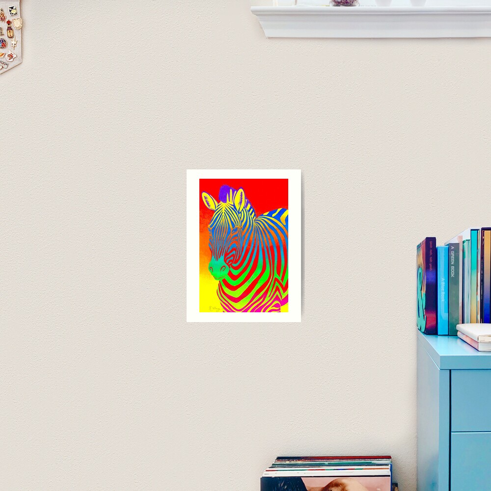 Psychedelic Colorful Rainbow Zebra Art Print
