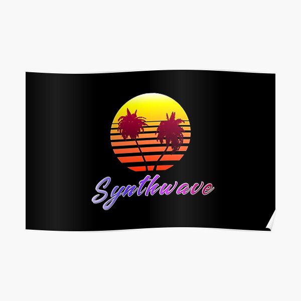 Synthwave Sun (with palm trees) Poster