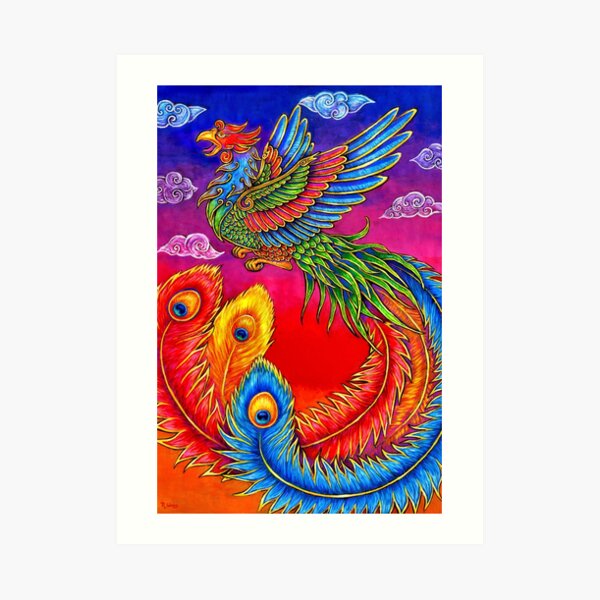 Fenghuang Chinese Phoenix Rainbow Bird Art Print