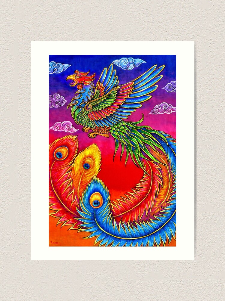 Alternate view of Fenghuang Chinese Phoenix Rainbow Bird Art Print