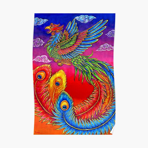 Fenghuang Chinese Phoenix Rainbow Bird Poster