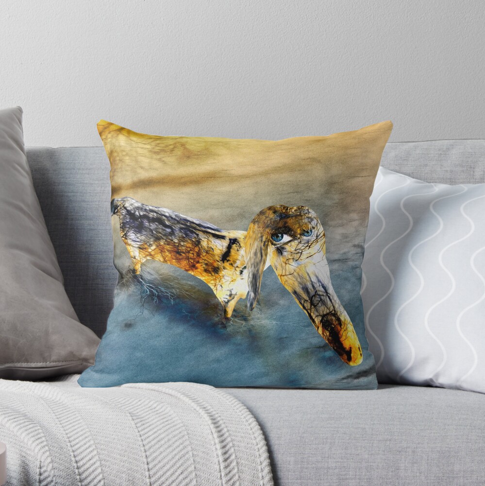 A Vivid Dog on Thin Ice Throw Pillow