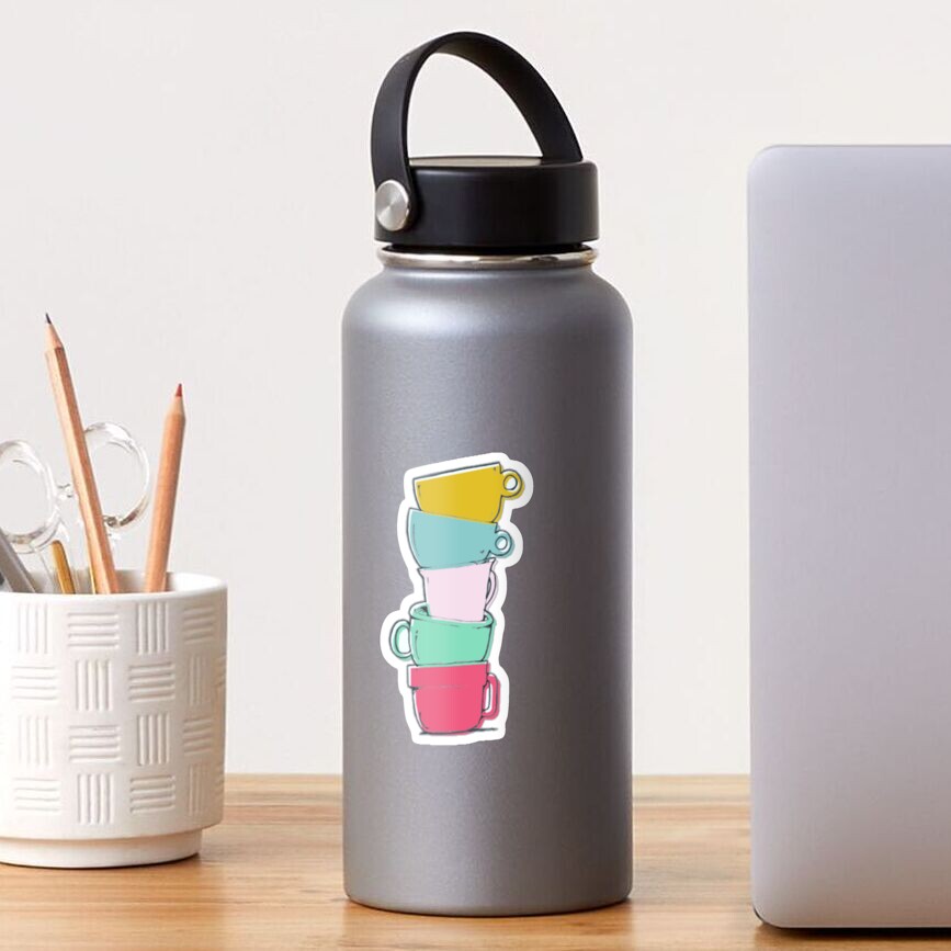 "stacked mugs" Sticker for Sale by Logischwarz Redbubble