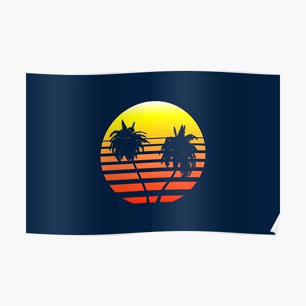 Synthwave Sunset (with palm trees) Poster