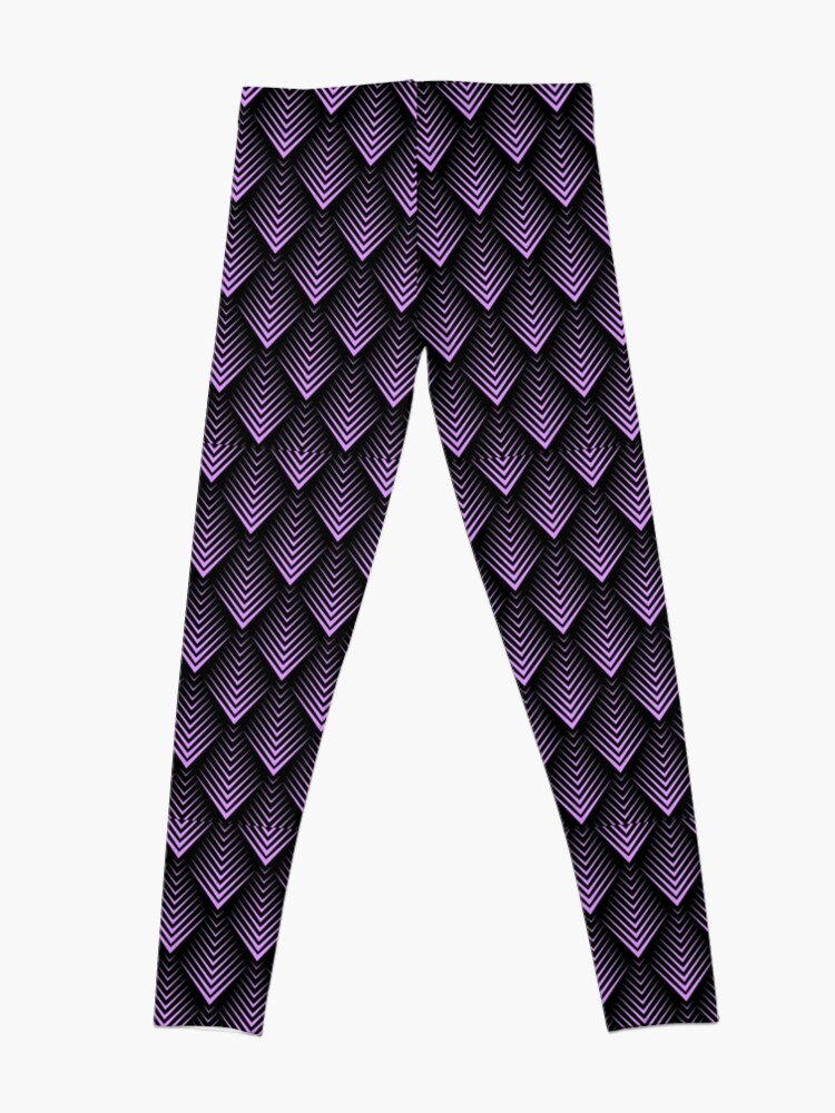 Alternate view of Purple and black art-deco pattern Leggings