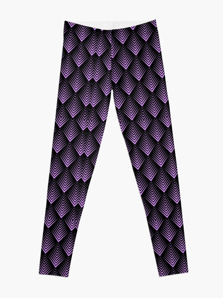 Alternate view of Purple and black art-deco pattern Leggings