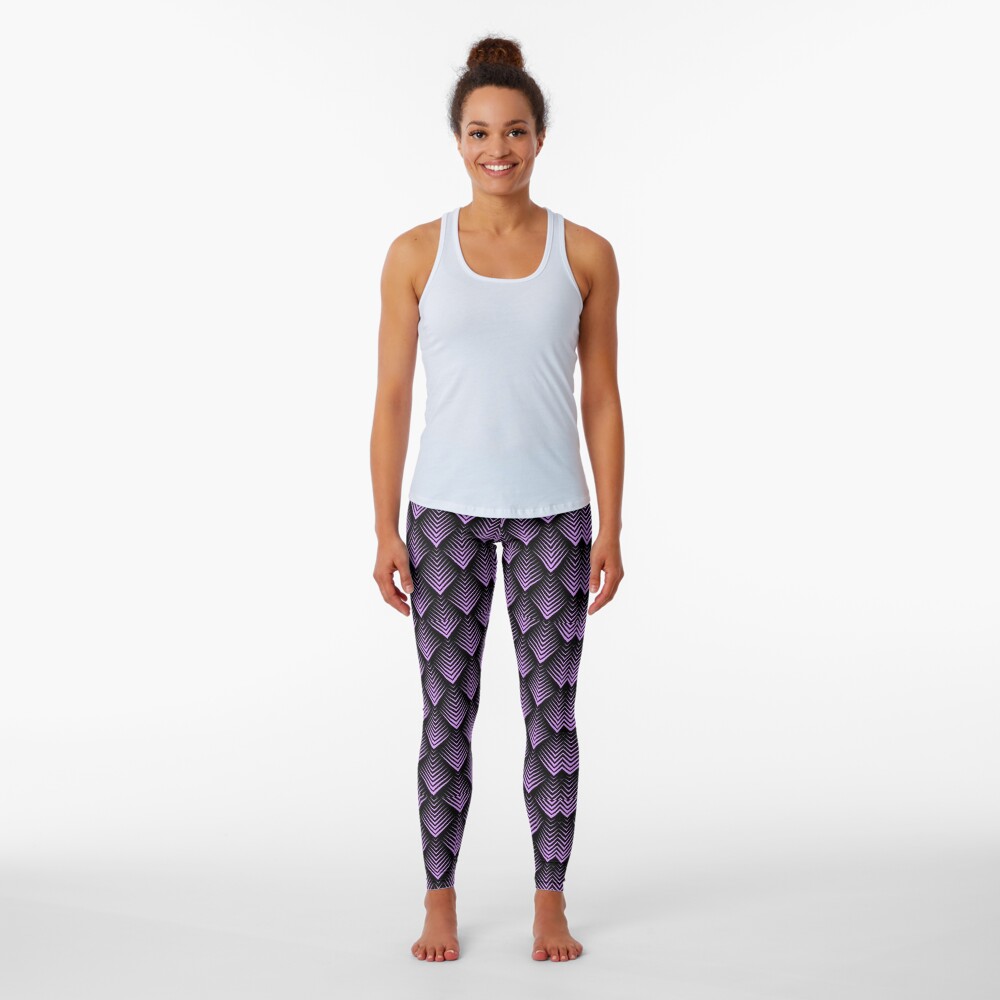 Purple and black art-deco pattern Leggings