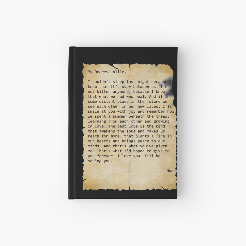 "Noah's letter to Allie" Hardcover Journal for Sale by timelessdreams