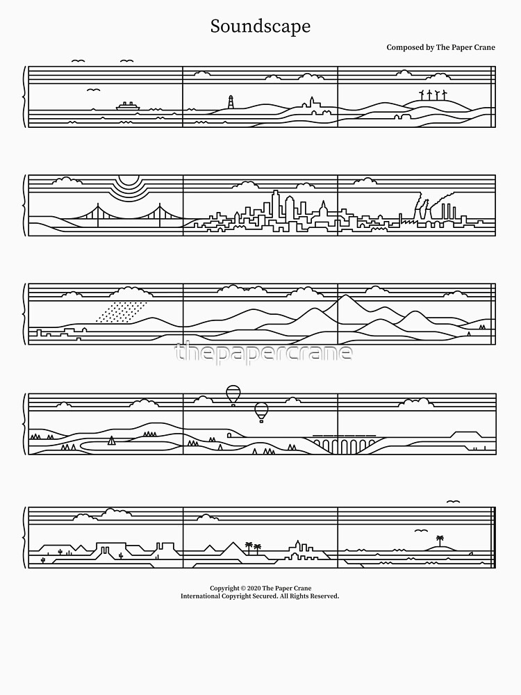 Thumbnail 7 of 7, Classic T-Shirt, Soundscape designed and sold by thepapercrane.