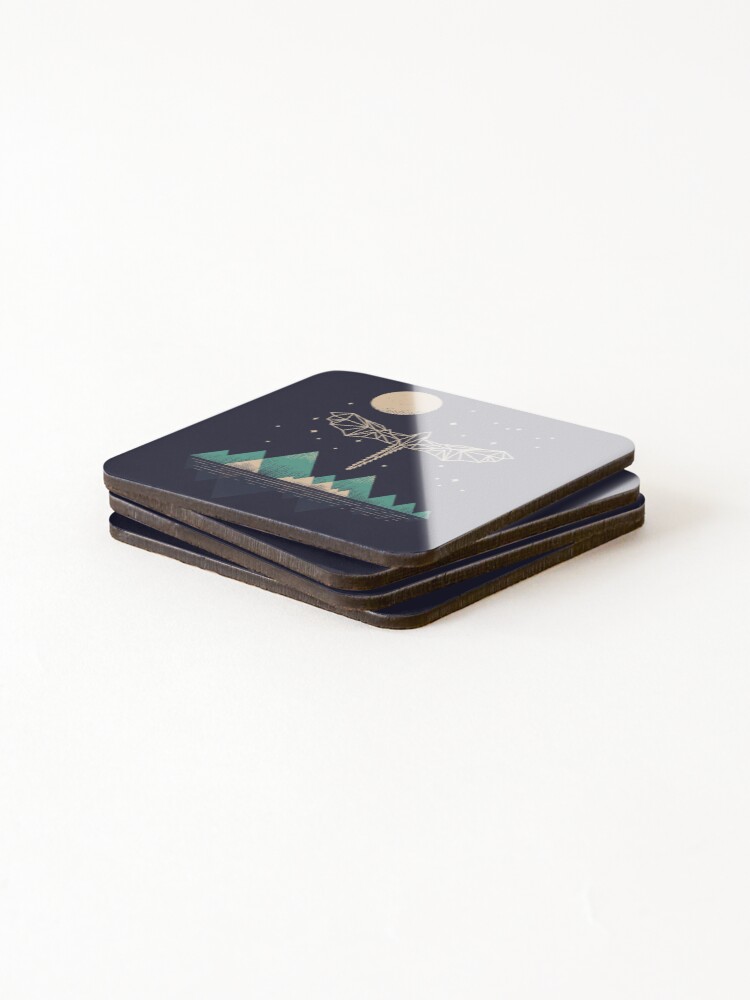 Alternate view of Mystic Dragon - Geometric, Dragon, Abstract, Mountains, Fantasy, Dragons Coasters (Set of 4)