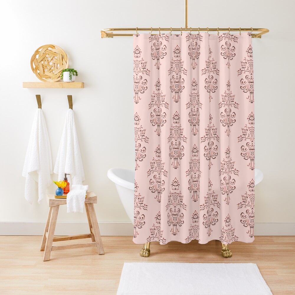 Rose Gold Haunted Mansion Wallpaper Carving Shower Curtain