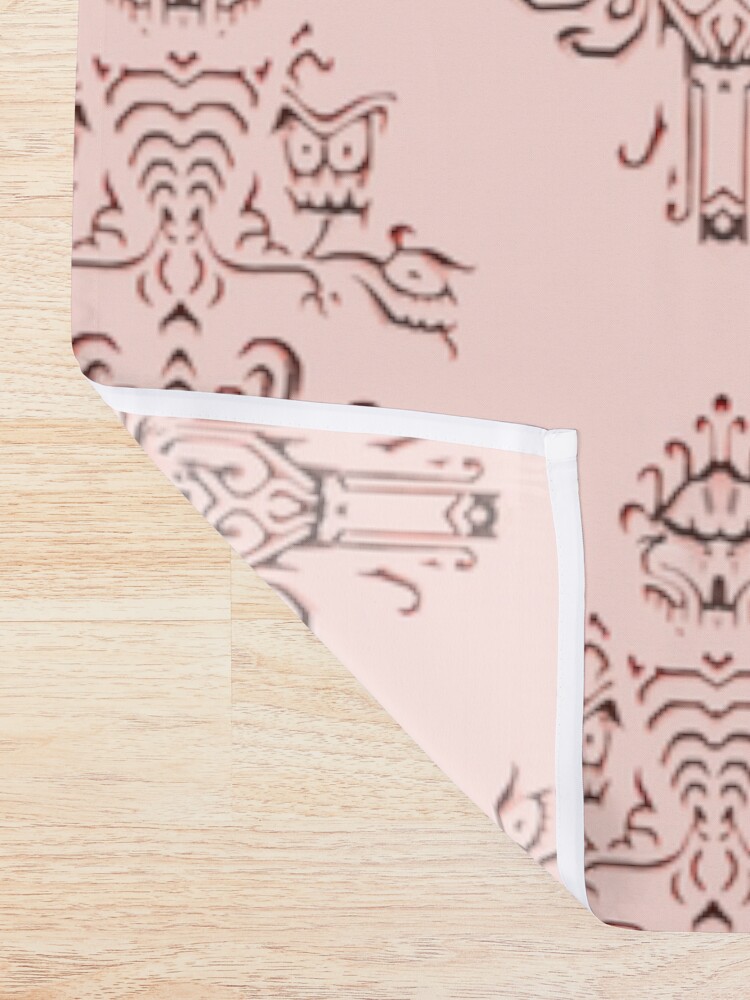 Alternate view of Rose Gold Haunted Mansion Wallpaper Carving Shower Curtain