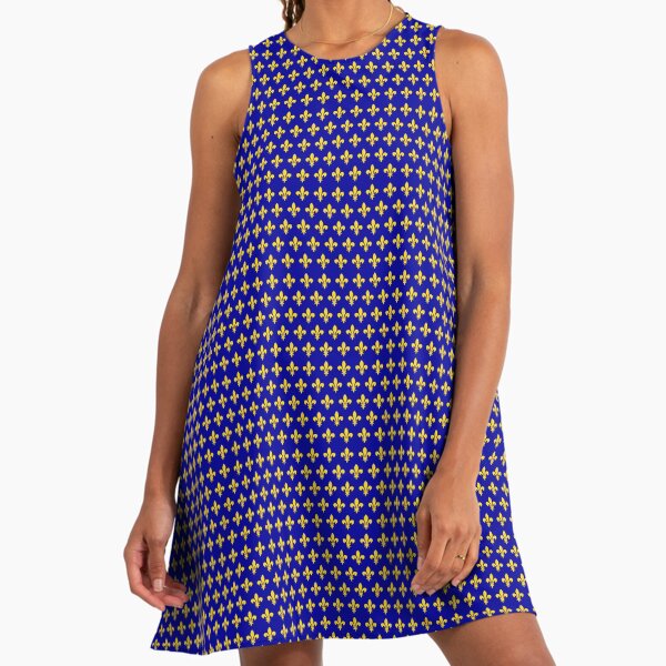 Fleur de Lys gold blue larger" A-Line Dress by lathspell | Redbubble