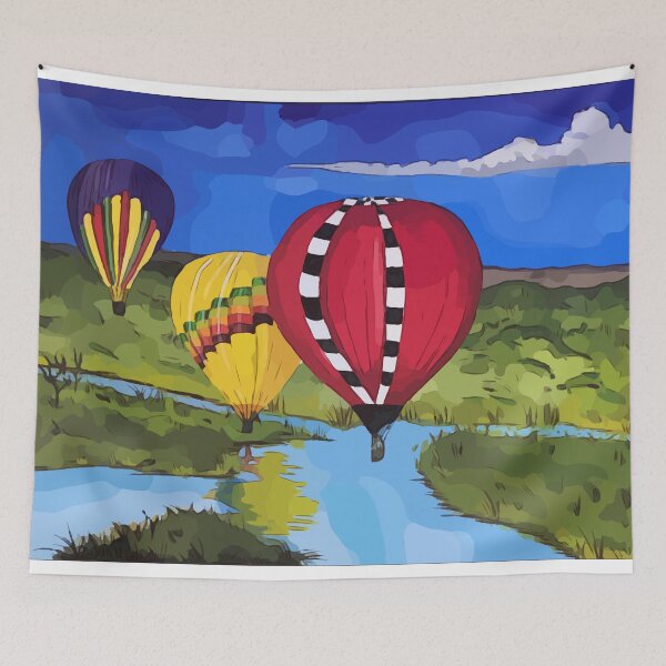 Item preview, Hot Air Balloons flying over the river - WelshDesigns designed and sold by welshdesigns.