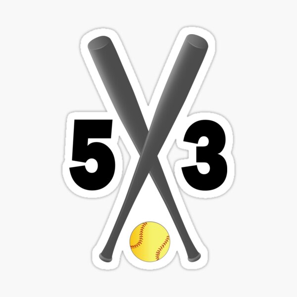 Vista previa del artículo con la obra «Softbol número 53: cincuenta y tres con bates y pelota», diseñado y vendido por AllShirts21.