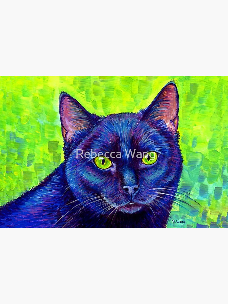 Colorful Black Cat with Chartreuse Eyes by lioncrusher