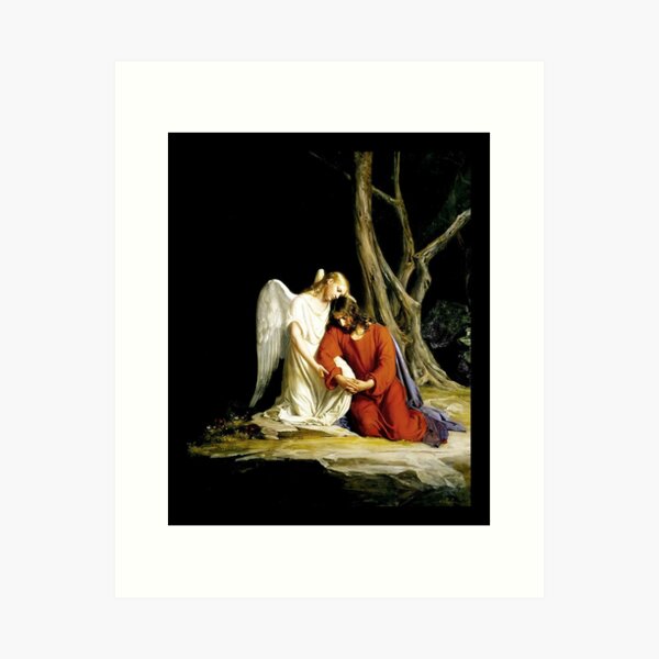 Angel Comforts Jesus in the Garden Art Print
