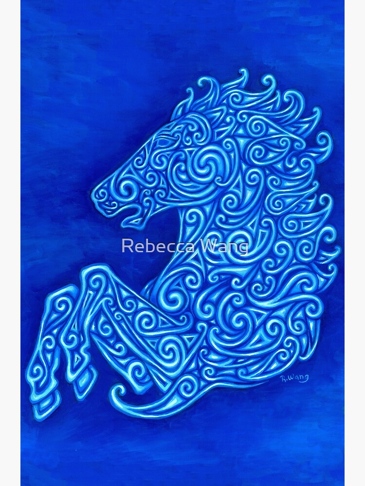 Blue Celtic Horse Abstract Spirals Design by lioncrusher