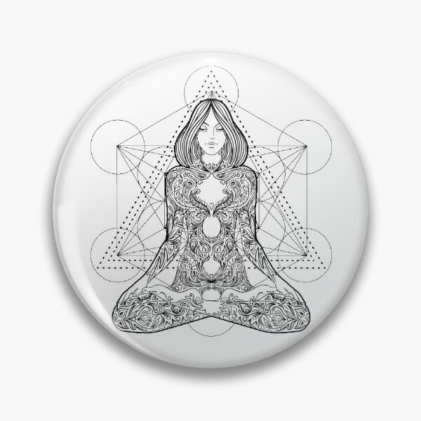 Item preview, Metatrone`s Cube Lotus Pose Meditation Black and White Ralice Yoga designed and sold by raliceyoga.