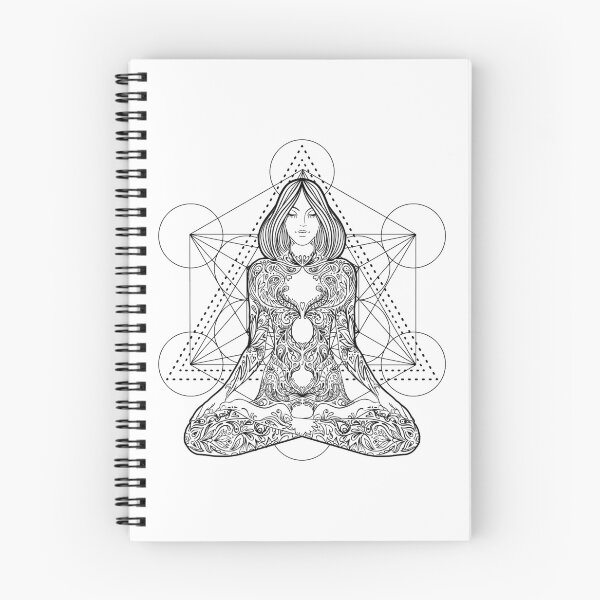Item preview, Metatrone`s Cube Lotus Pose Meditation Black and White Ralice Yoga designed and sold by raliceyoga.
