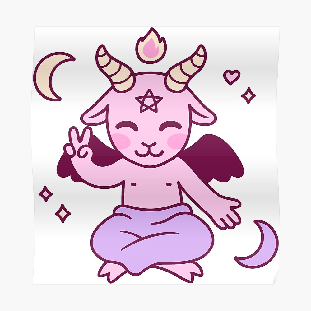 Cute Cartoon Satan Kawaii Baphomet Sticker By Irmirx Redbubble