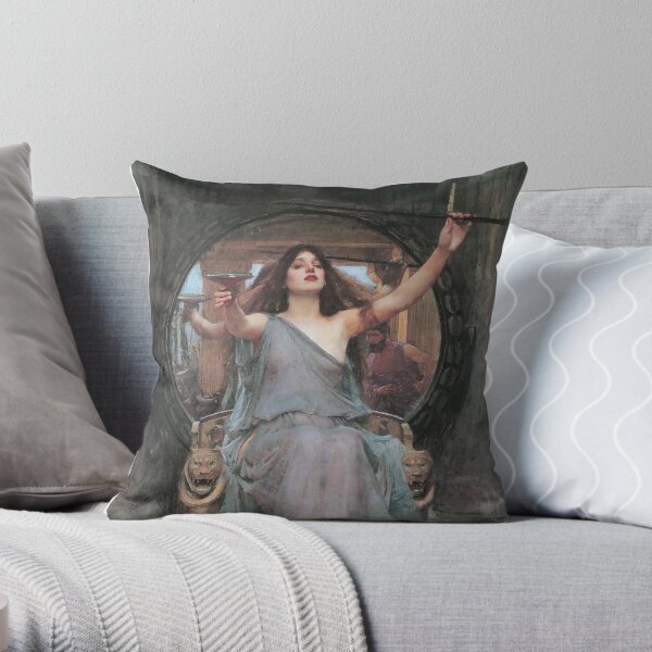 Circe Offering the Cup to Ulysses by John William Waterhouse Throw Pillow