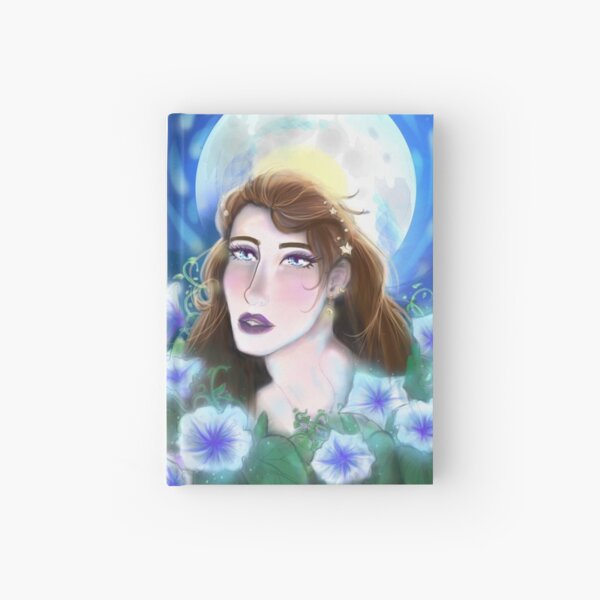 Moon Child - Woman in Moonlight with Moon flowers Hardcover Journal