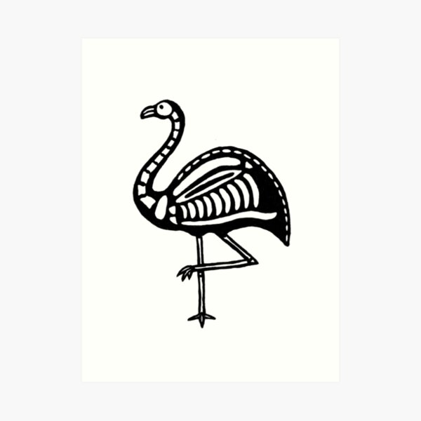 Skeletal Flamingo Art Print