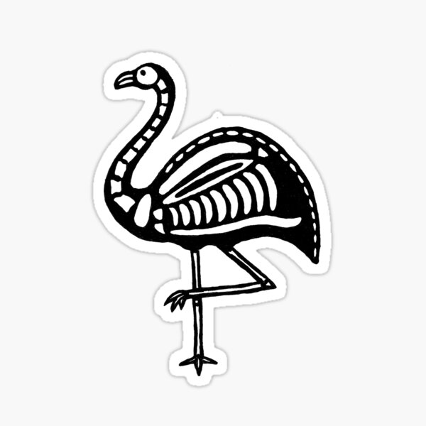 Skeletal Flamingo Sticker