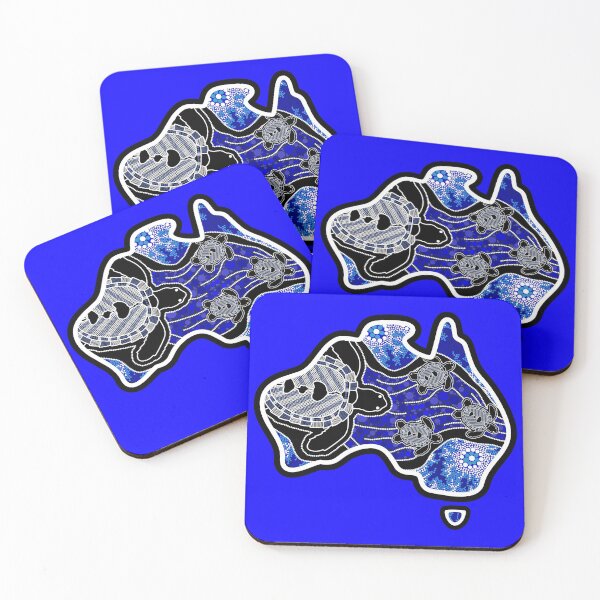 Item preview, Authentic Aboriginal Art - Australia Map with Turtles designed and sold by HogarthArts.