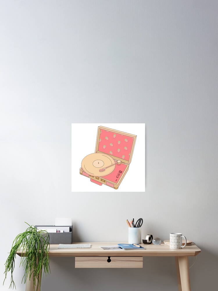 Strawberry Record Player Poster By Kastyn Avery Redbubble