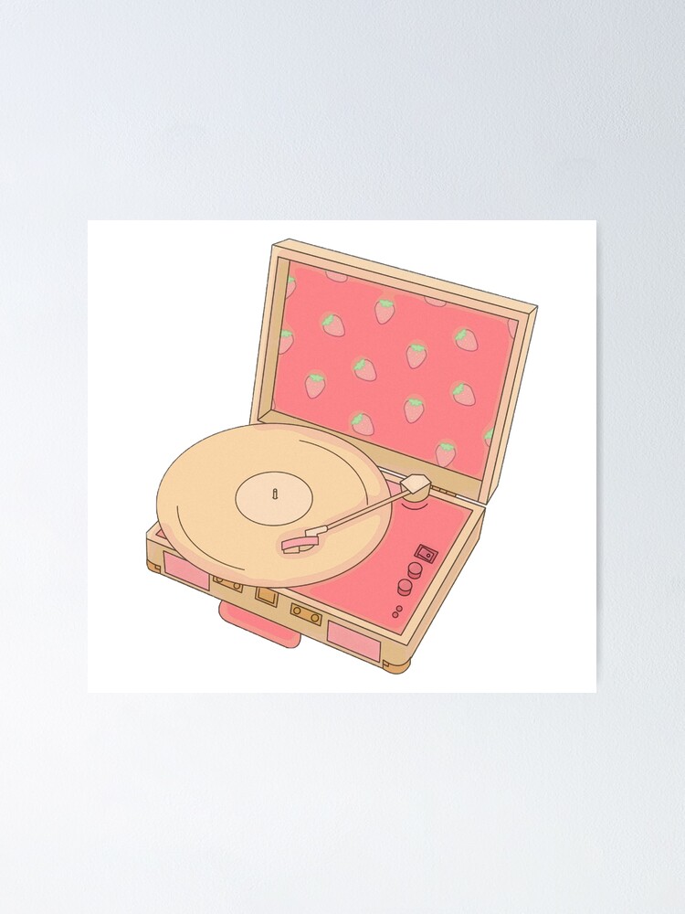 Strawberry Record Player Poster By Kastyn Avery Redbubble