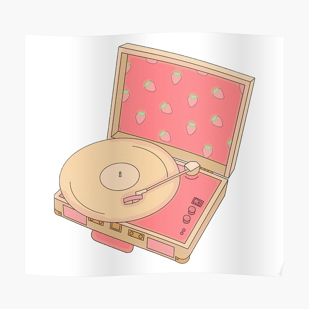 Strawberry Record Player Poster For Sale By Kastyn Avery Redbubble