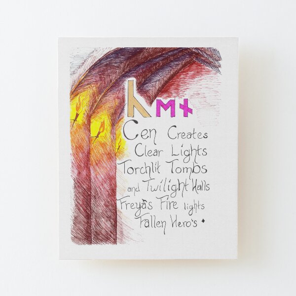 Cen, Rune of the Torch Wood Mounted Print