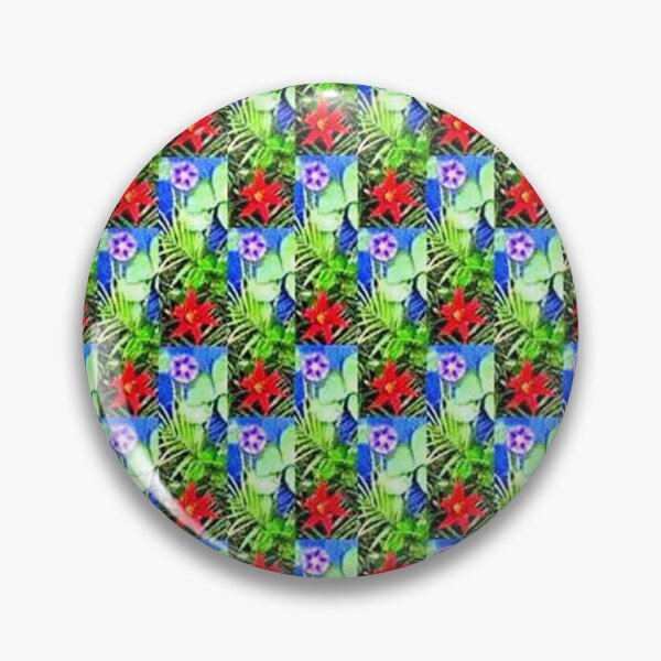 Item preview, EXPLOSION 5 flowers leaves lily star ipomée palm phoenix background blue green red nature designed and sold by dragonemma.