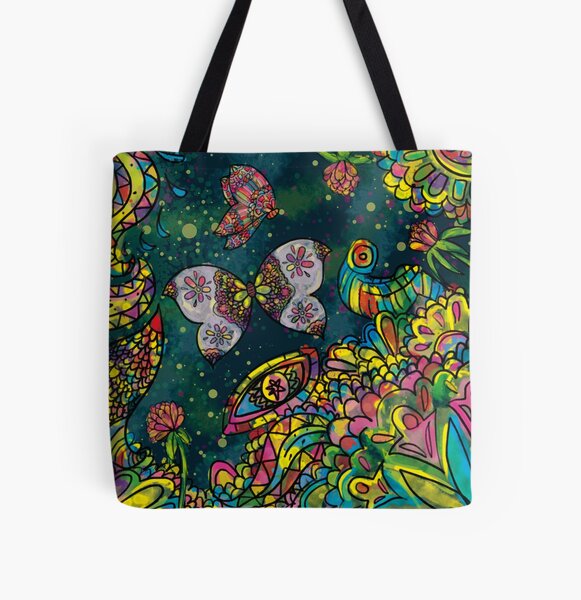 Sommerwiese bei Nacht Allover-Print Tote Bag