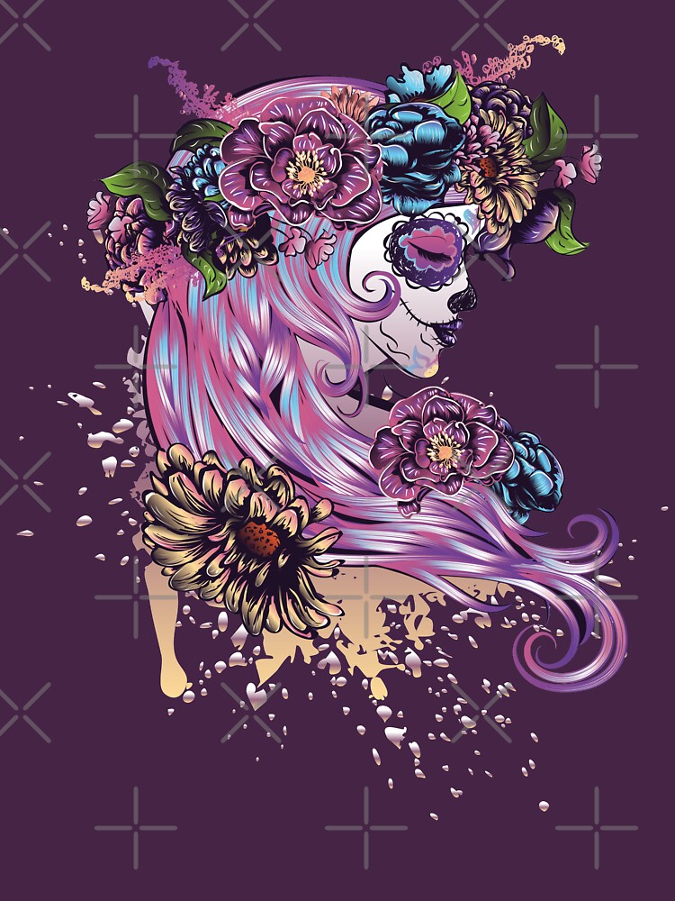 "Sugar Skull Girl in Flower Crown" Tshirt by AnnArtshock